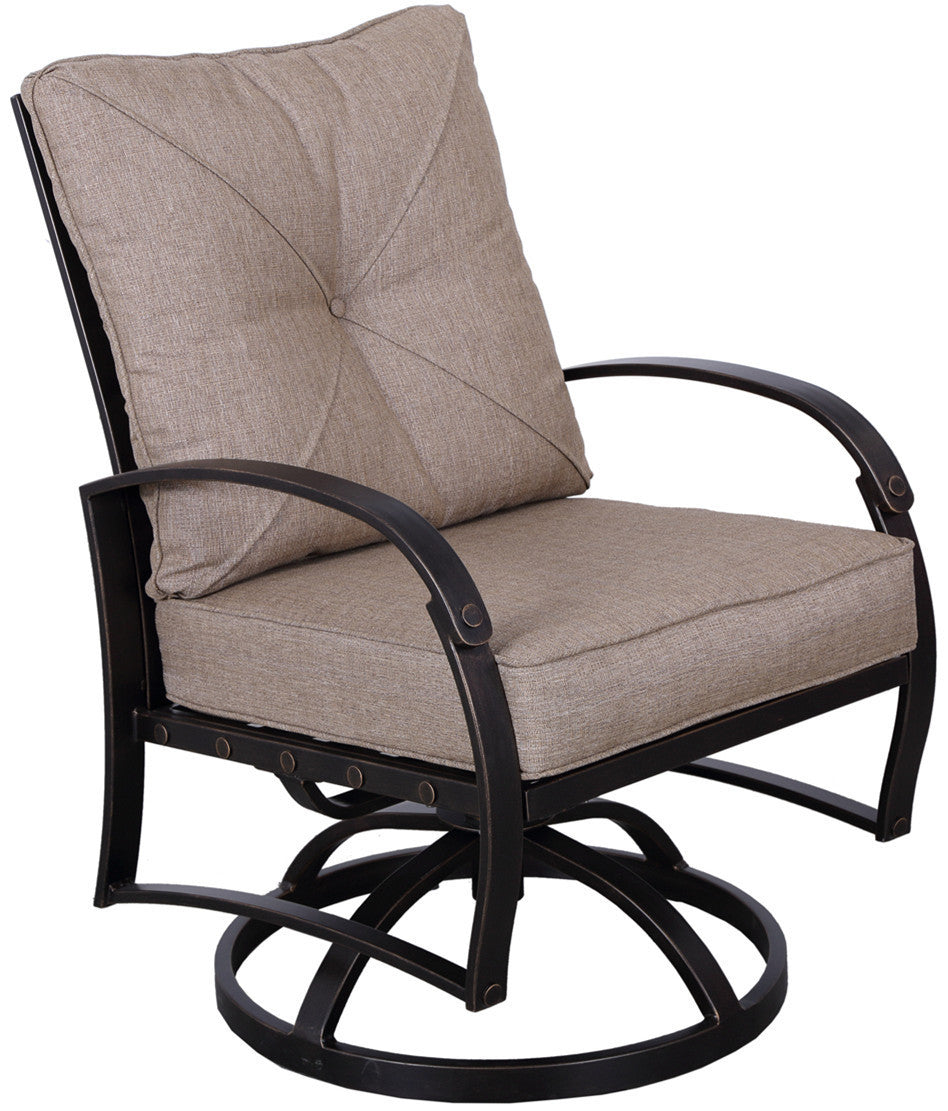 Fasto Outdoor Dining Swivel Chair  With Cushion (Set of 2) - Antique Bronze