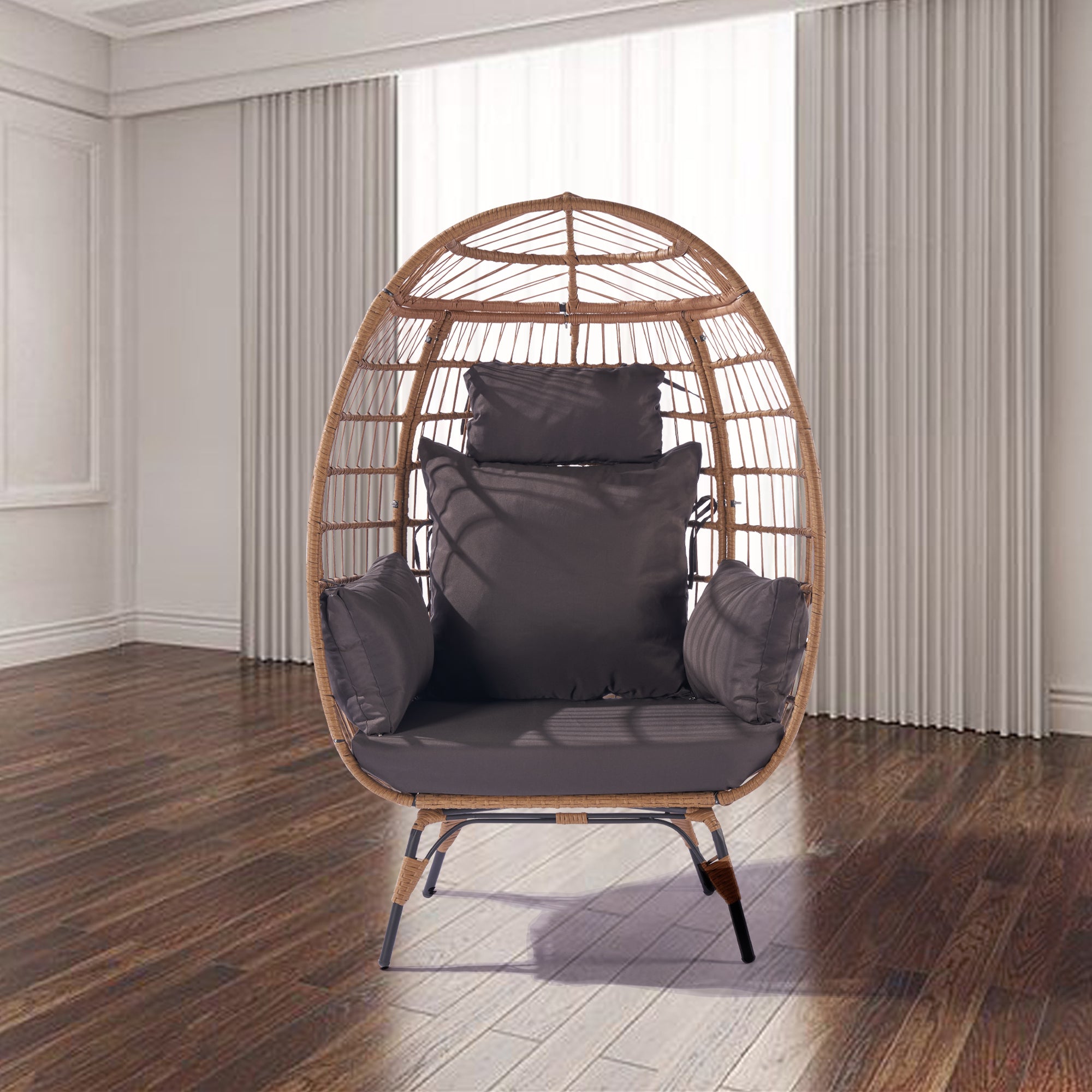 Opal Patio Wicker Egg Chair - Dark Gray