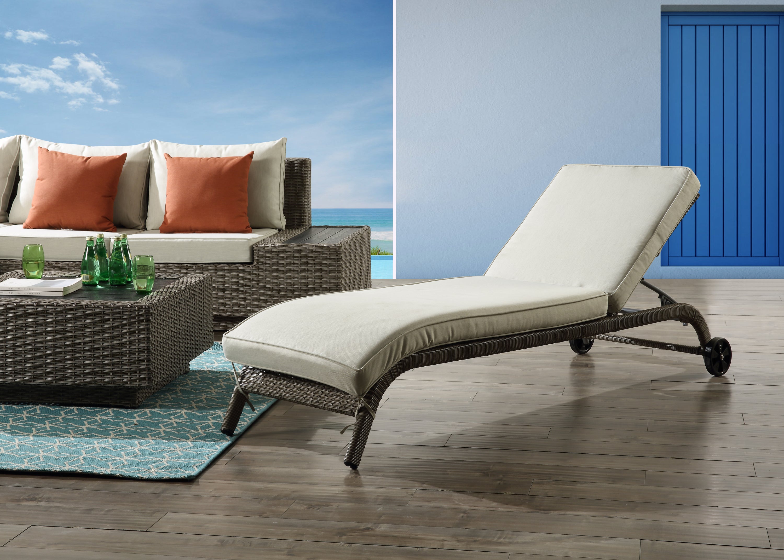 Salena Patio Sun Lounge with Whell - Beige