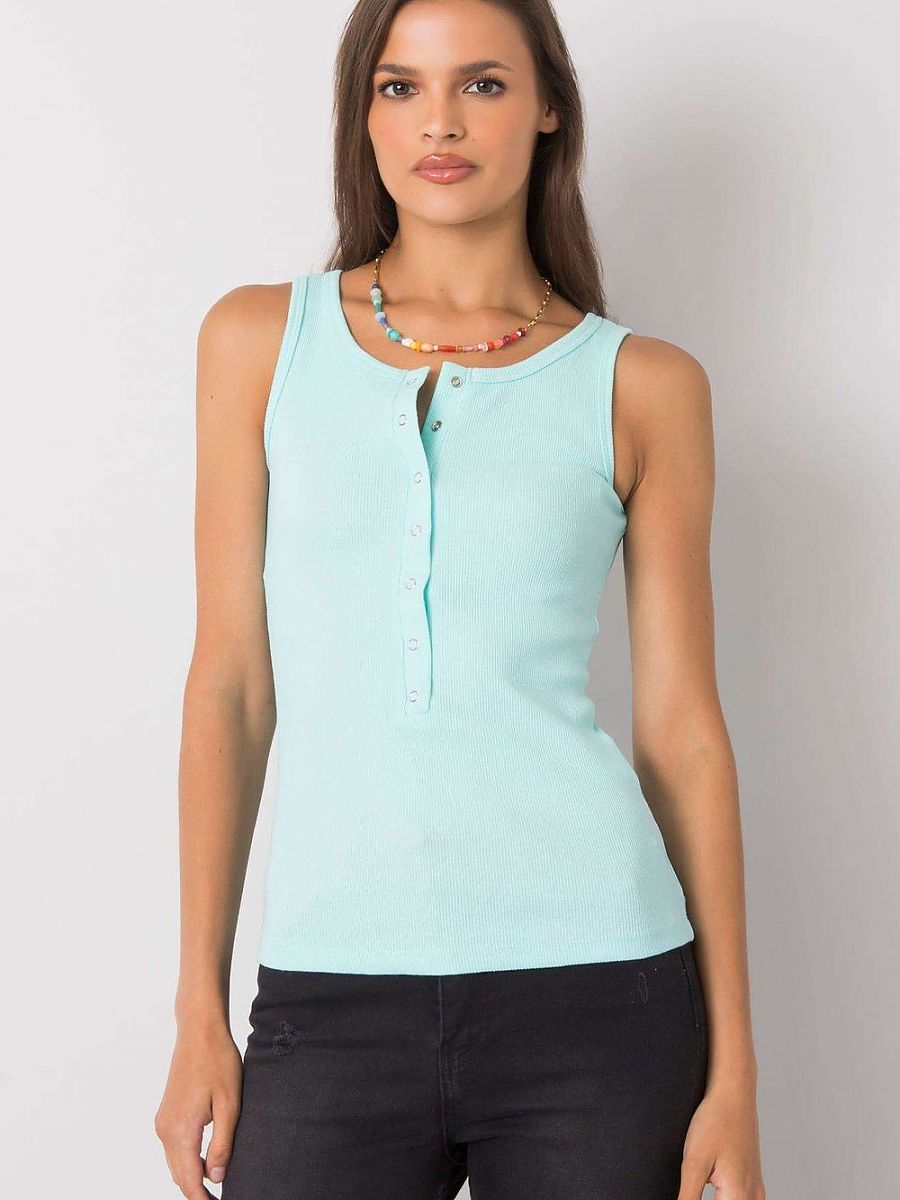 Button Tank Top in Peppermint