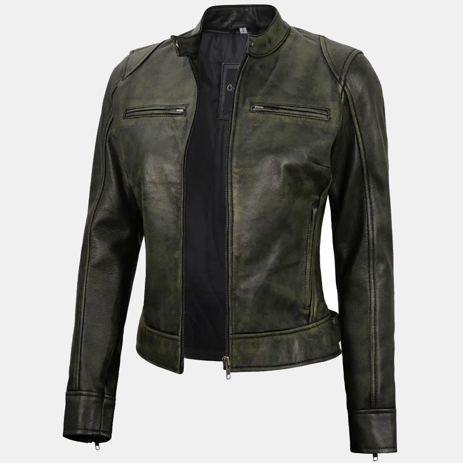 Dodge Green Waxed Leather Jacket for Women