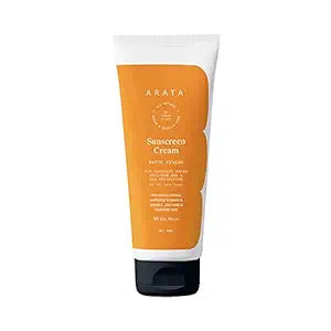 Arata Sunscreen Cream SPF 50+ & PA+++ Matte Finish For Superior UVA & UVB Protection with Zinc Oxide & Tomato Extracts Rich In Lycopene & Vitamin C | All-Natural, Non-Toxic - (50 ML)