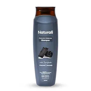 Naturali Pollution Defence Shampoo | With Charcoal & Avocado | Detoxifies And Nourishes Hair | 340 ML