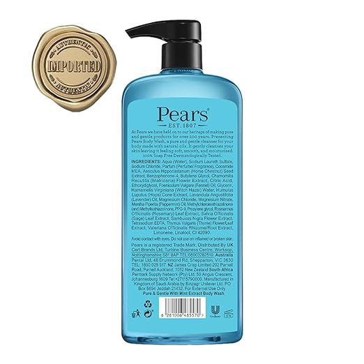 Pears Pure & Gentle Body Wash with Mint Extract - 750 ml