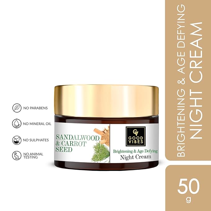 Good Vibes Sandalwood & Carrot Seed Brightening & Age Defying Night Cream - 50 gms