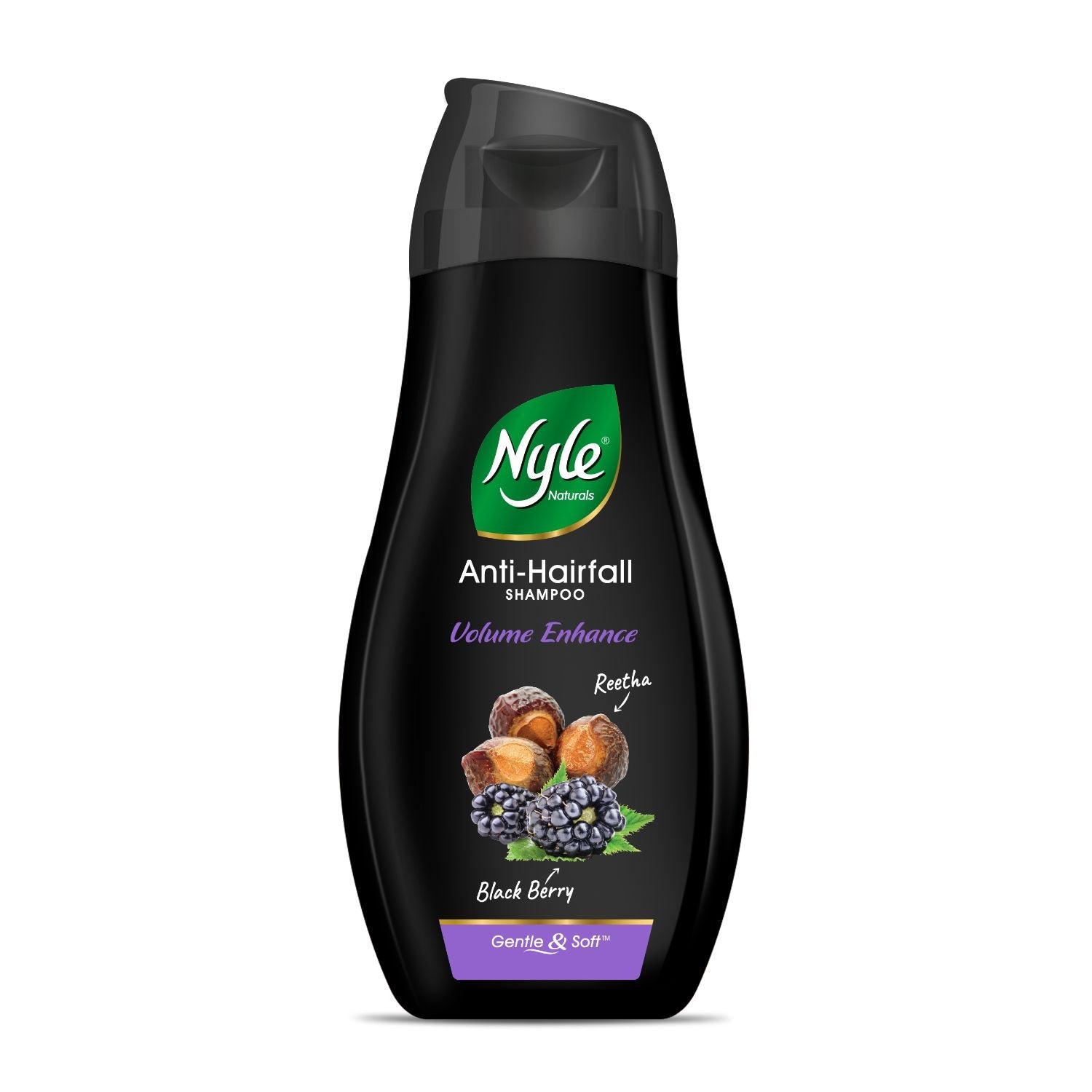 Nyle Naturals Volume Enhance Anti Hairfall Shampoo, With Reetha And Blackberry, Gentle and soft shampoo , PH balanced and Paraben free, For Men and Women - 90 ml