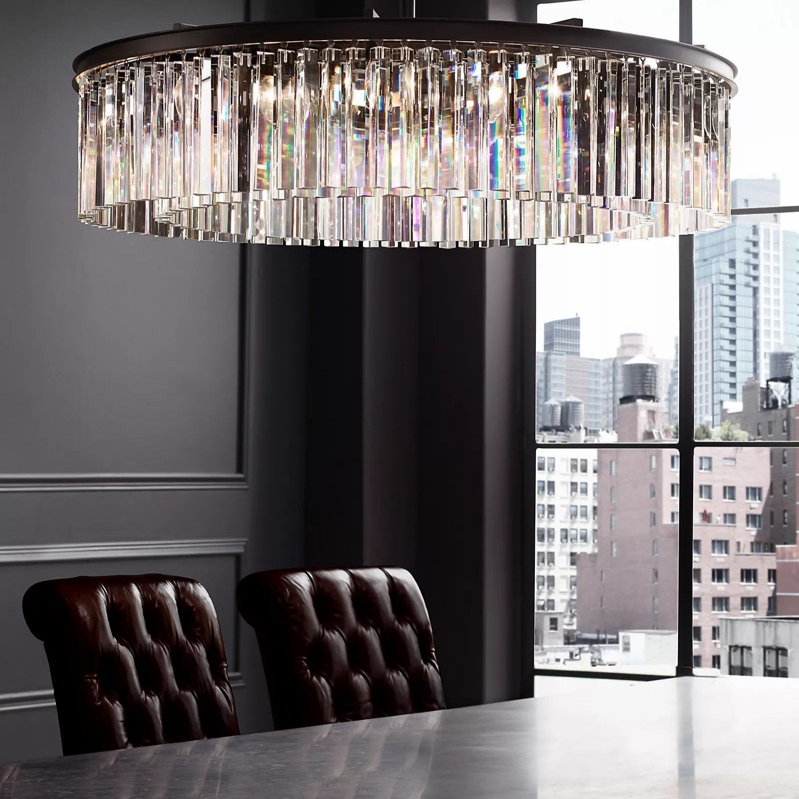 Clavel Crystal Round Chandelier Black 32