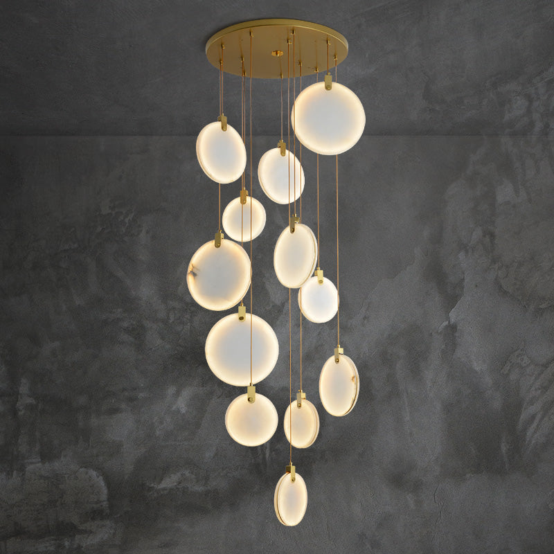 Queenie Marble Disc Round Chandelier For Loft