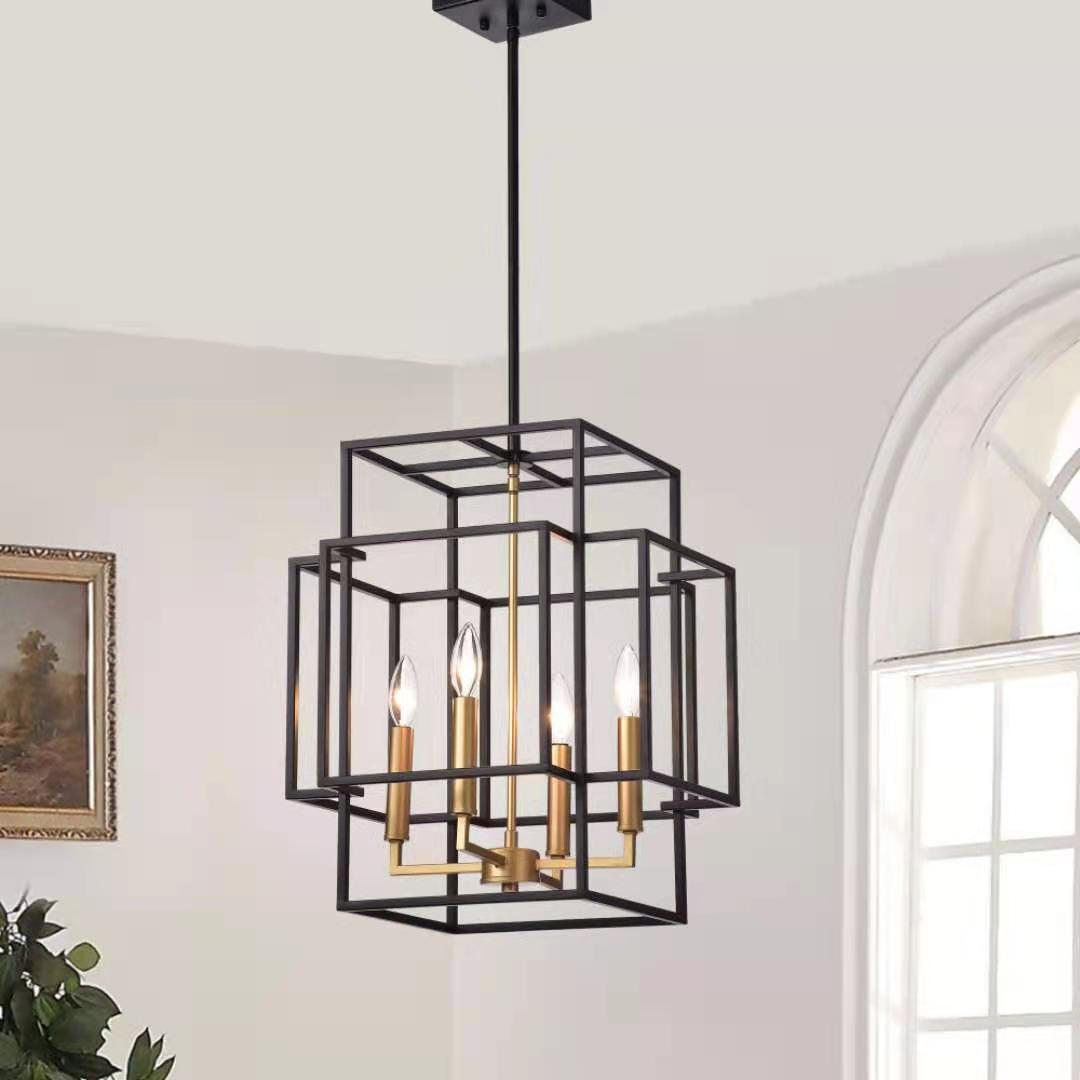 Martha Modern Cube 15-inch 4-Light Lantern Pendant Lighting