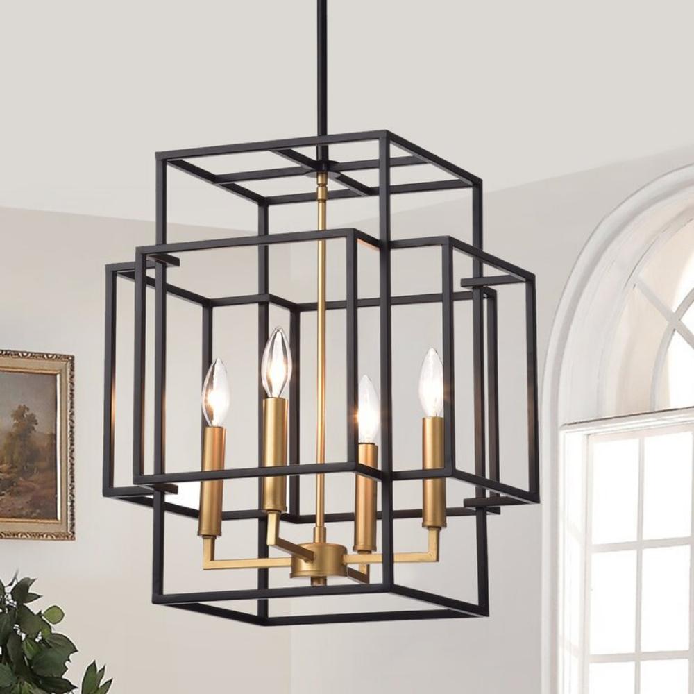 Martha Modern Cube 15-inch 4-Light Lantern Pendant Lighting