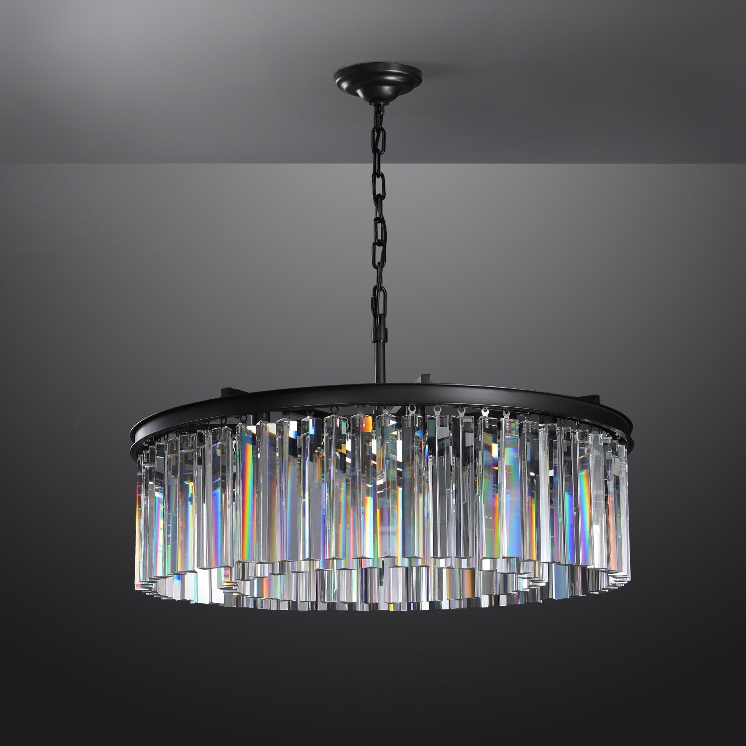 Clavel Crystal Round Chandelier Black 32