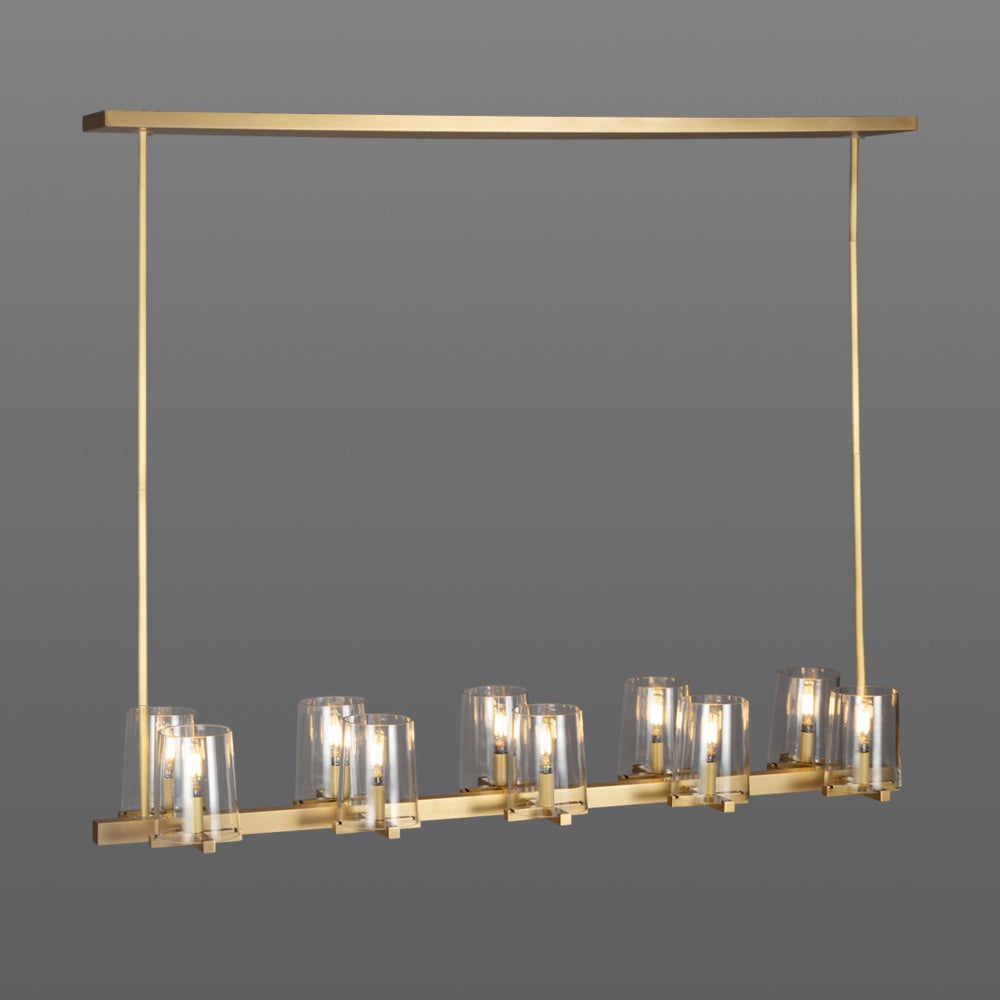 Cielle Island Linear Chandelier Clear Glass for Kitchen