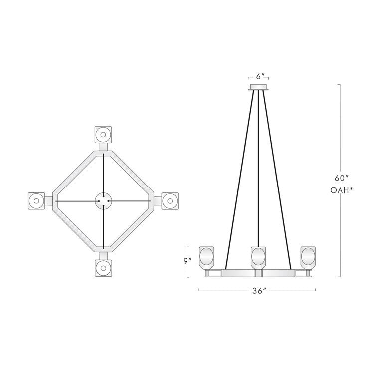 One Tier Square Crystal Chandelier