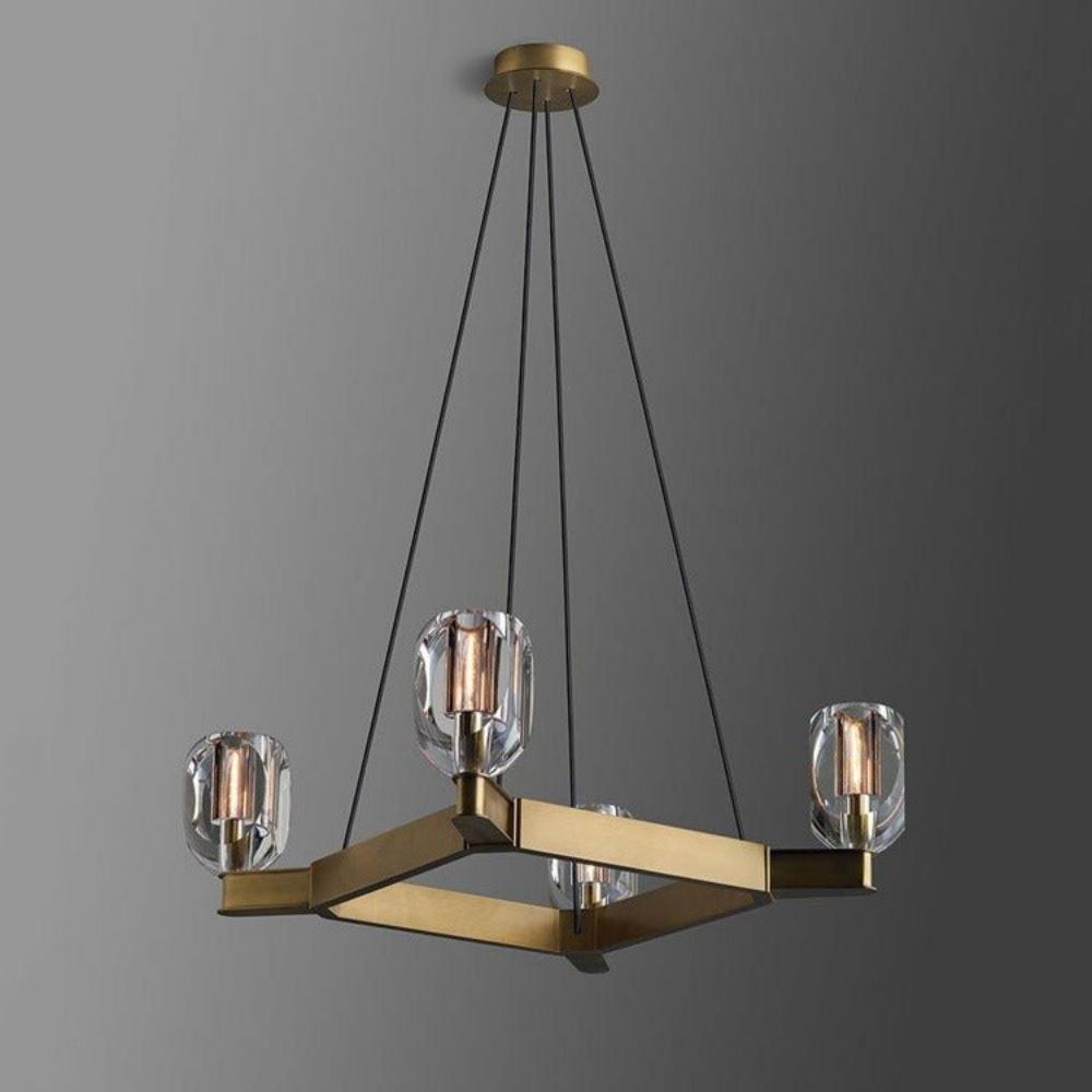 One Tier Square Crystal Chandelier