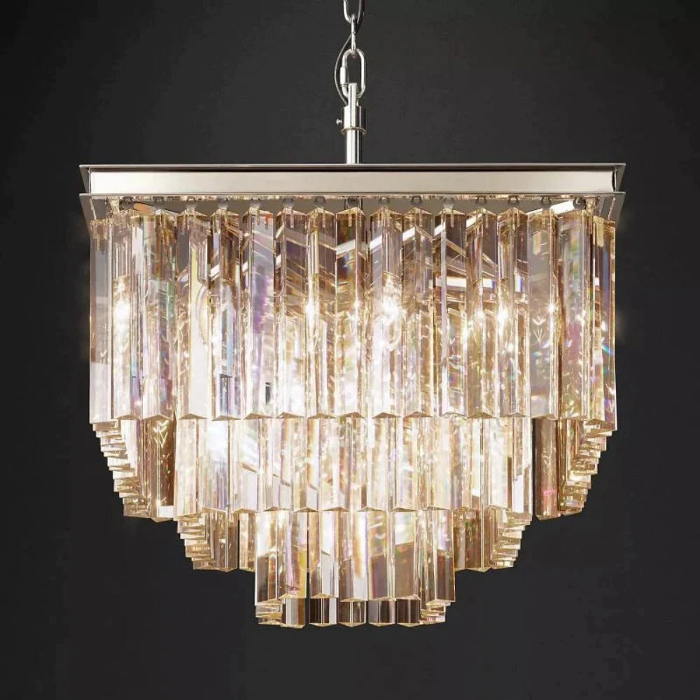 Clavel Crystal Square Chandelier Light Fixtures for Dinning Table