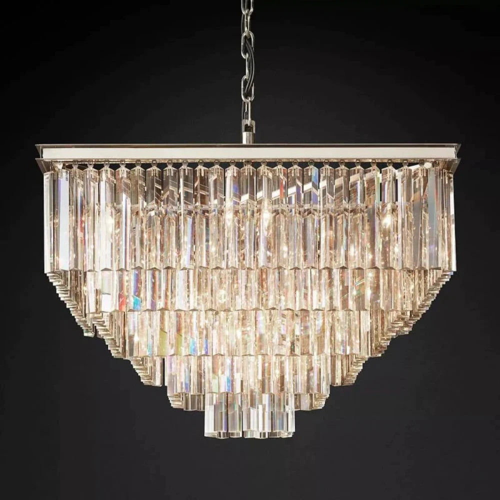 Clavel Crystal Square Chandelier Light Fixtures for Dinning Table