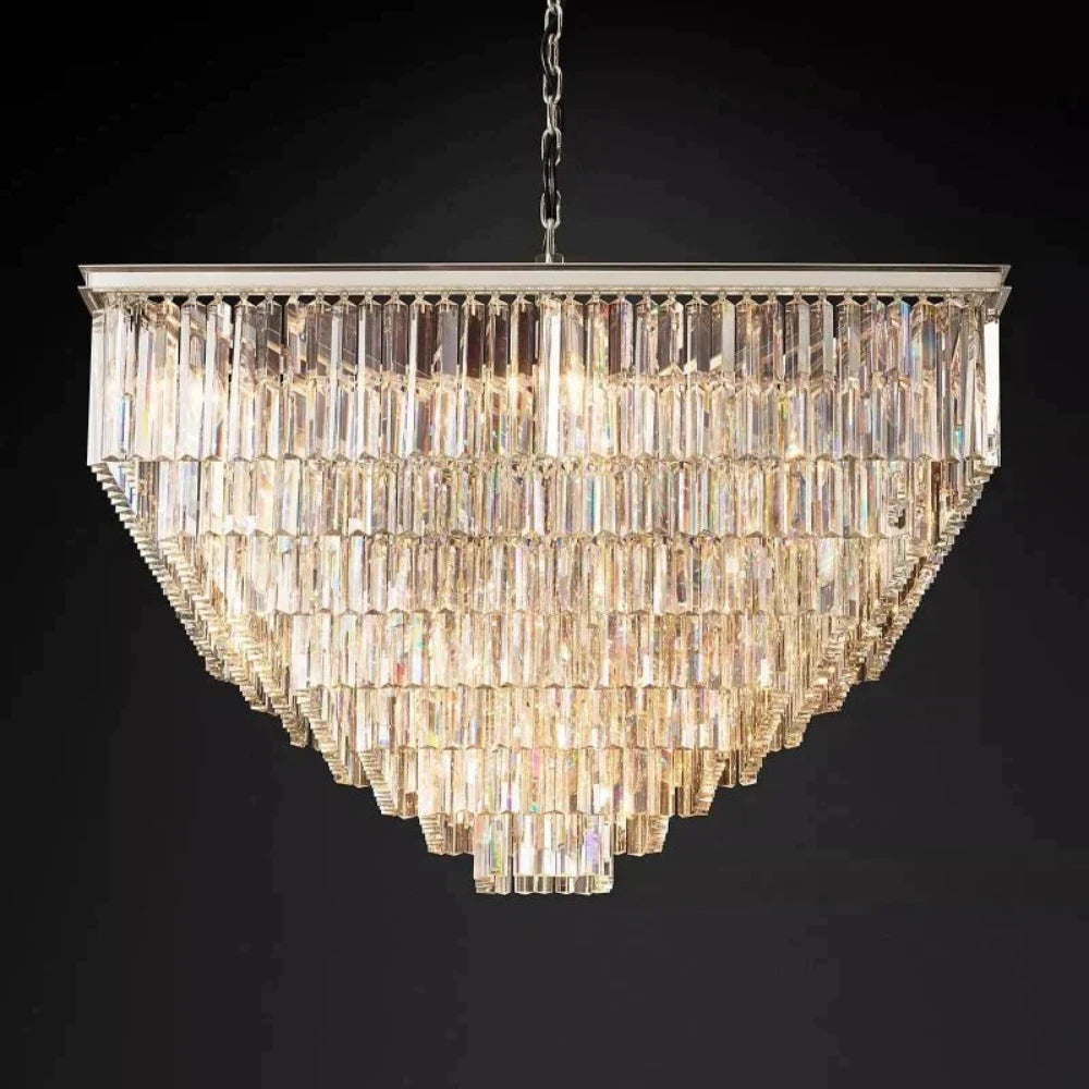 Clavel Crystal Square Chandelier Light Fixtures for Dinning Table