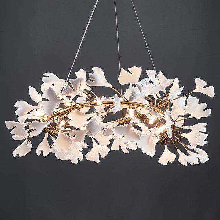 Raver Porcelain Leaf Ring Round Chandelier