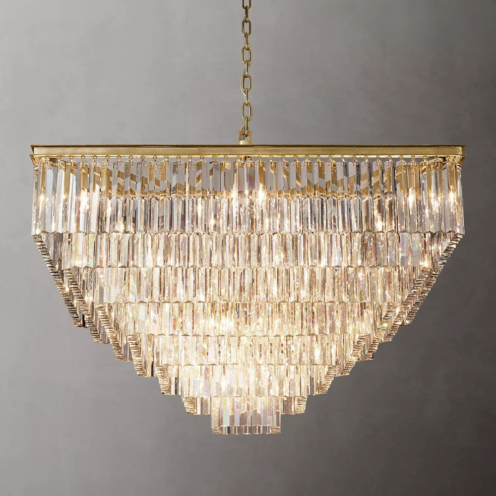 Clavel Crystal Square Chandelier Light Fixtures for Dinning Table