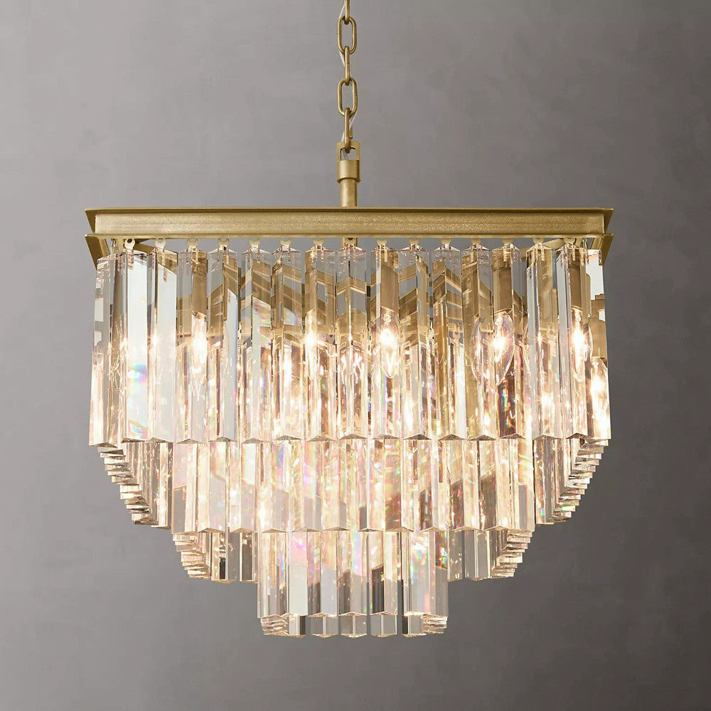 Clavel Crystal Square Chandelier Light Fixtures for Dinning Table