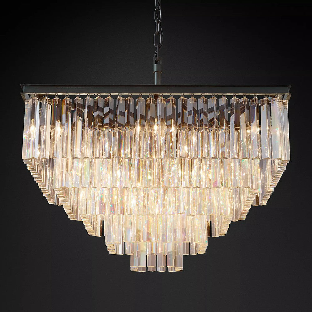 Clavel Crystal Square Chandelier Light Fixtures for Dinning Table