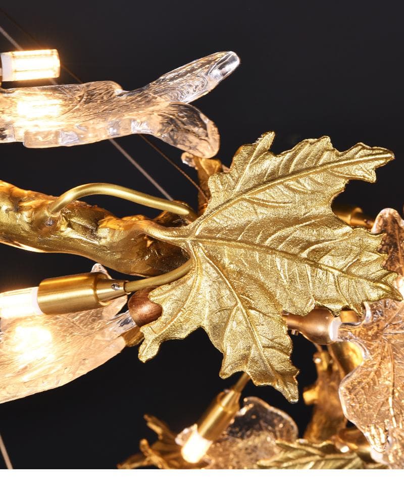 Telly Brass Maple Leaf Crystal Chandelier