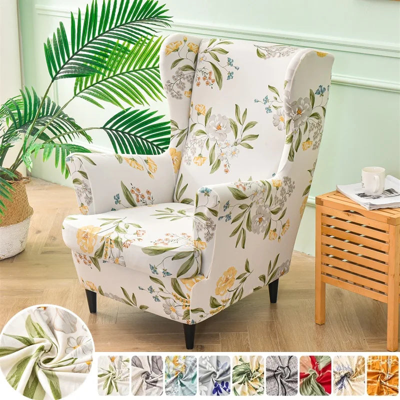 Nordic Flower Wing Chair Slipcovers