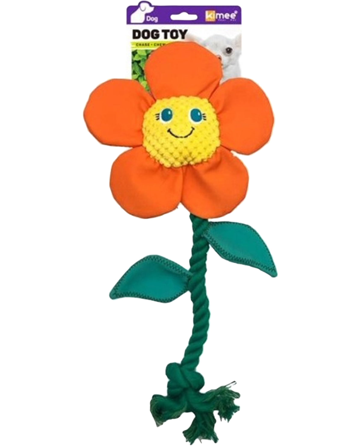 Orange Flower Plush Rope Dog Toy