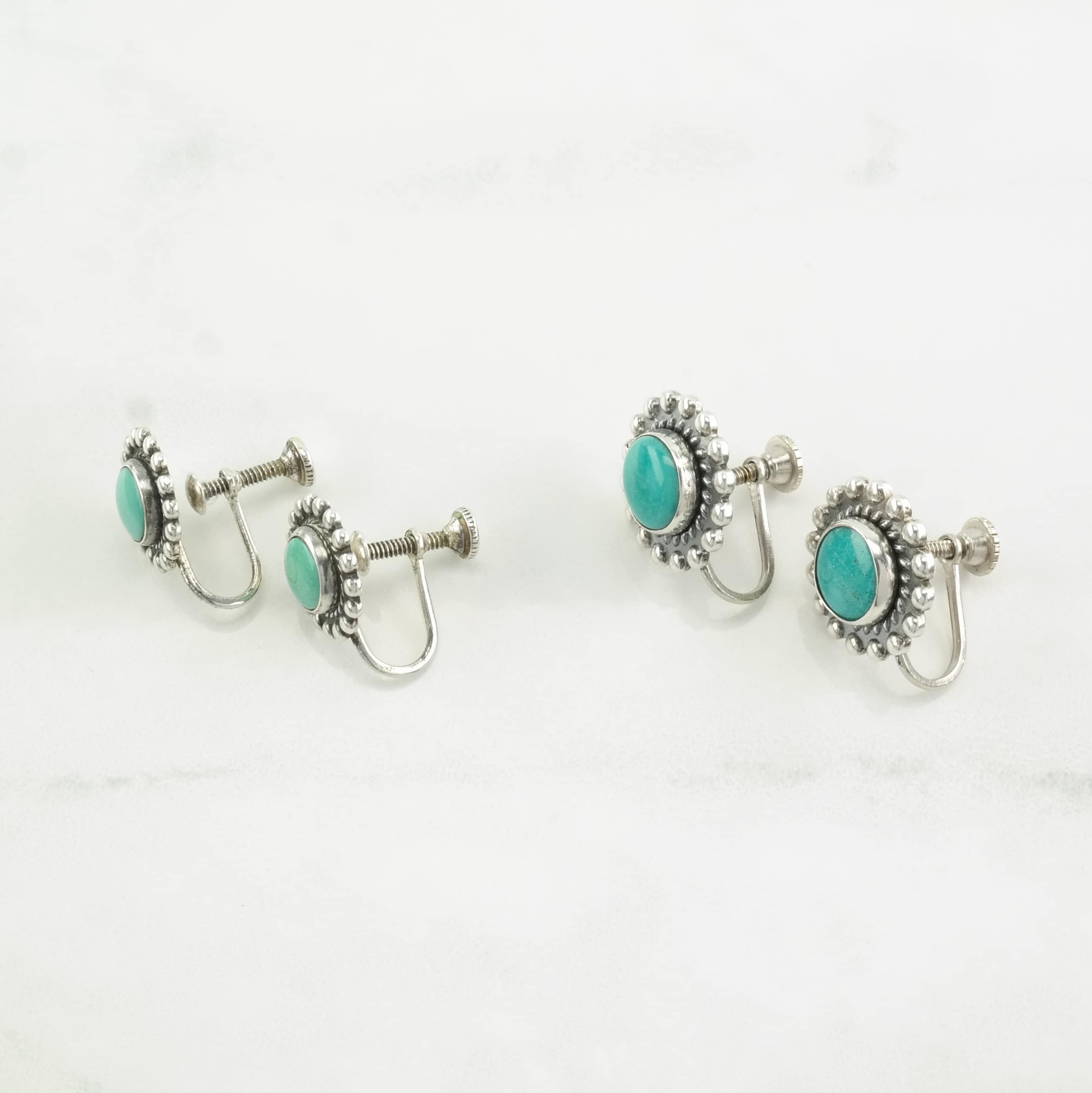 Choice of Native American Sterling Silver Turquoise Earrings Screw Back