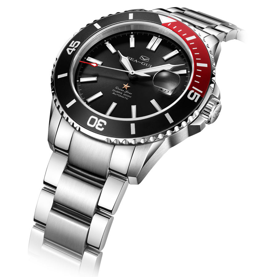 Seagull Ocean Star Black & Red Bezel Watch