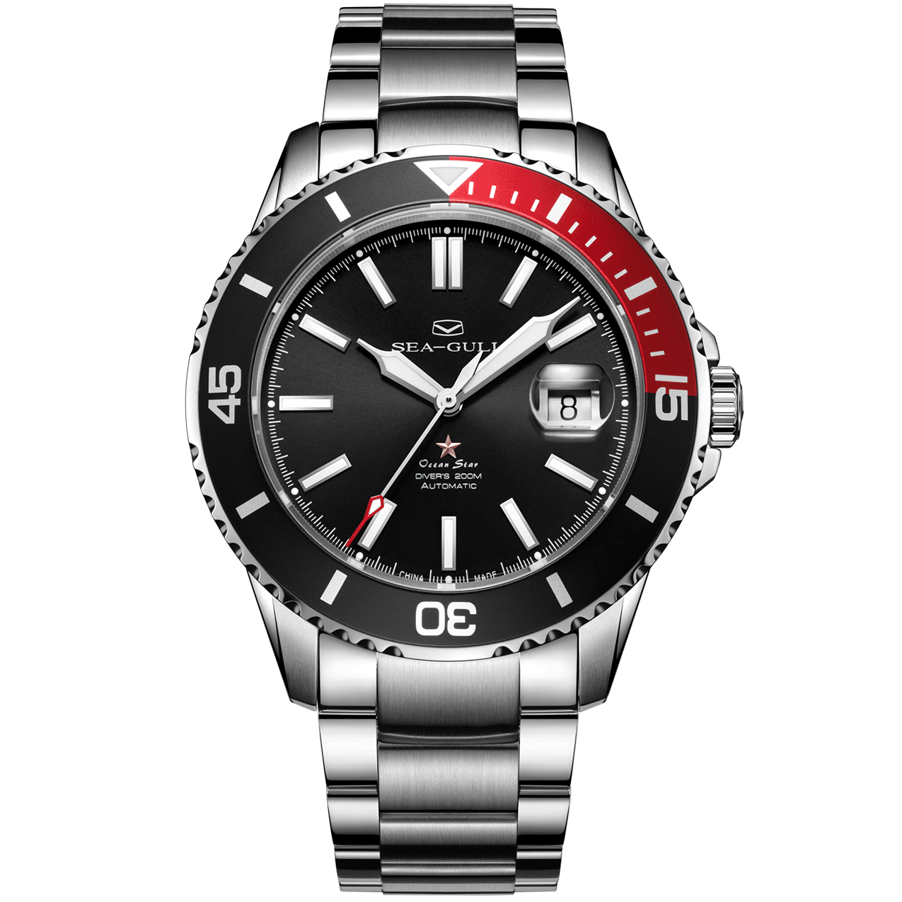 Seagull Ocean Star Black & Red Bezel Watch