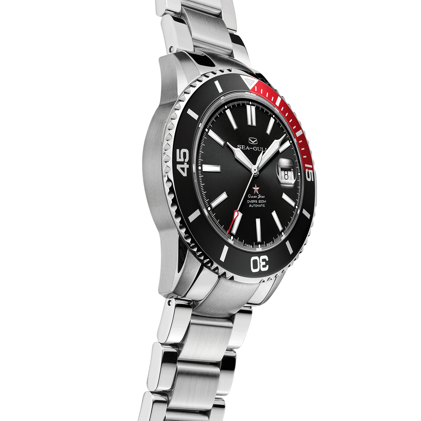 Seagull Ocean Star Black & Red Bezel Watch