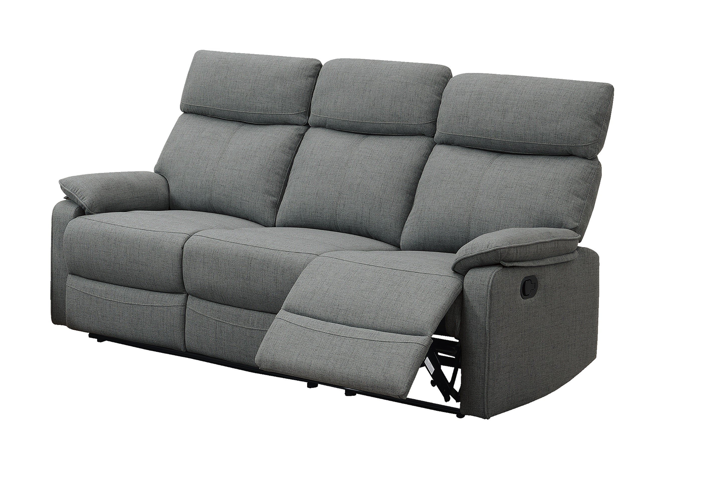 Auroglint Gray Color Burlap Fabric Recliner Motion Sofa 1pc Couch Manual Motion Sofa Living Room Furniture