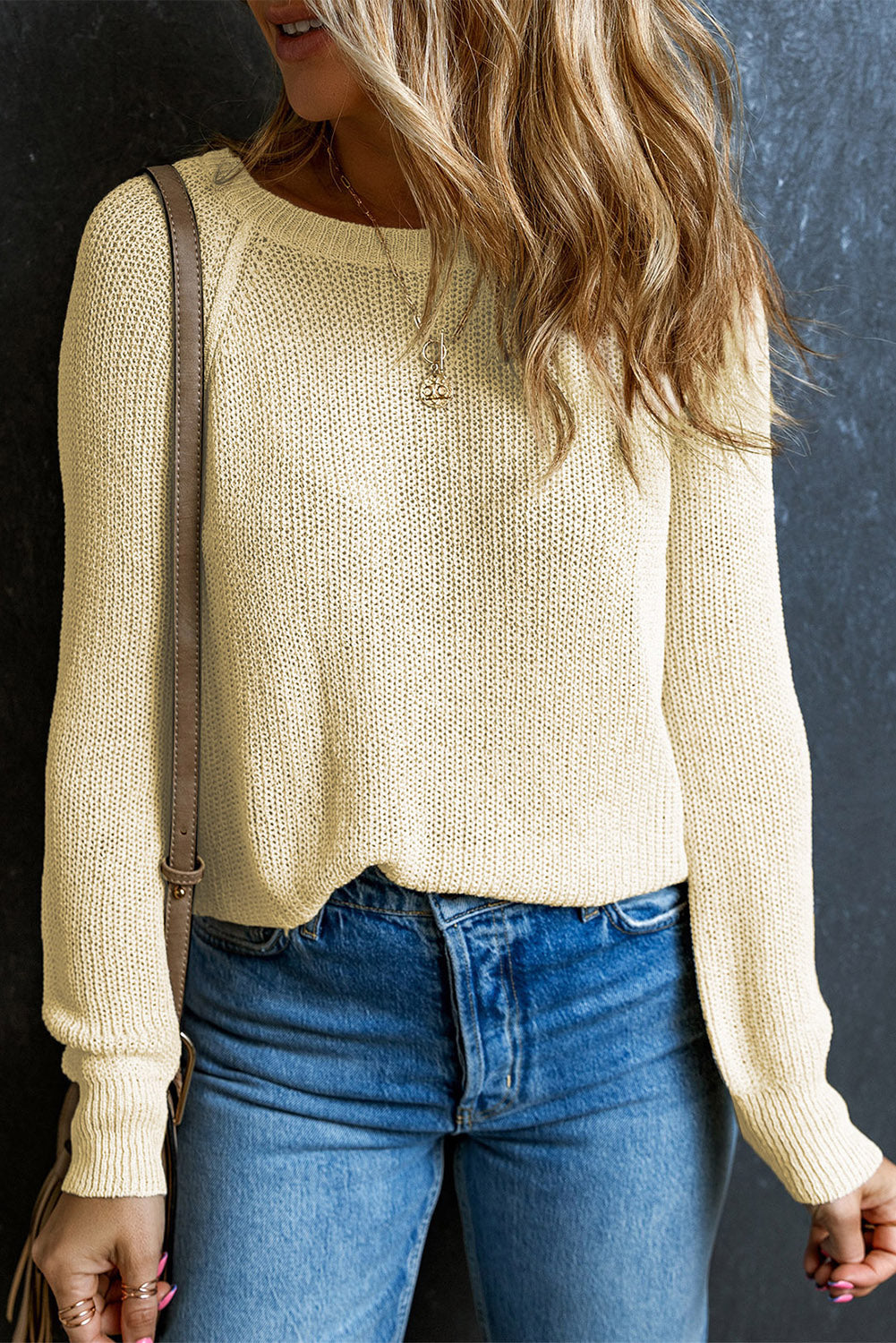 Round Neck Raglan Sleeve Sweater