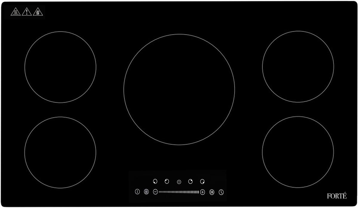 Forte 36 Inch Electric Induction Cooktop With 5 Elements, Pan Presence Sensor, Hot Surface Indicator, Timer, Induction Technology In Black