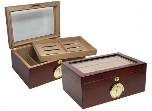 The Berkeley Humidor with Glass Top by Prestige Import Group - 100 Cigar ct