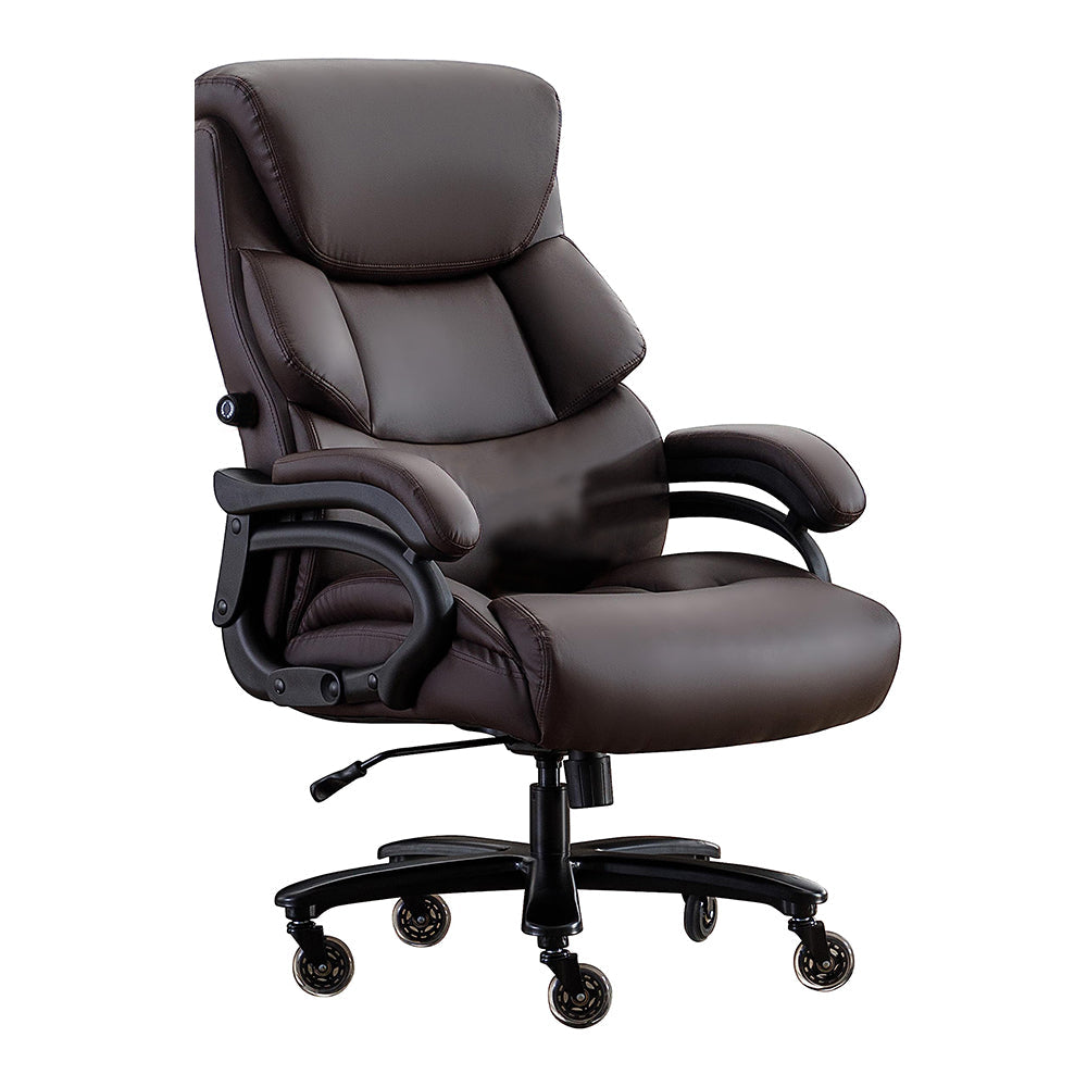 Executive Office Chair Brown Leather Ergonomic Big and Tall Computer Chair