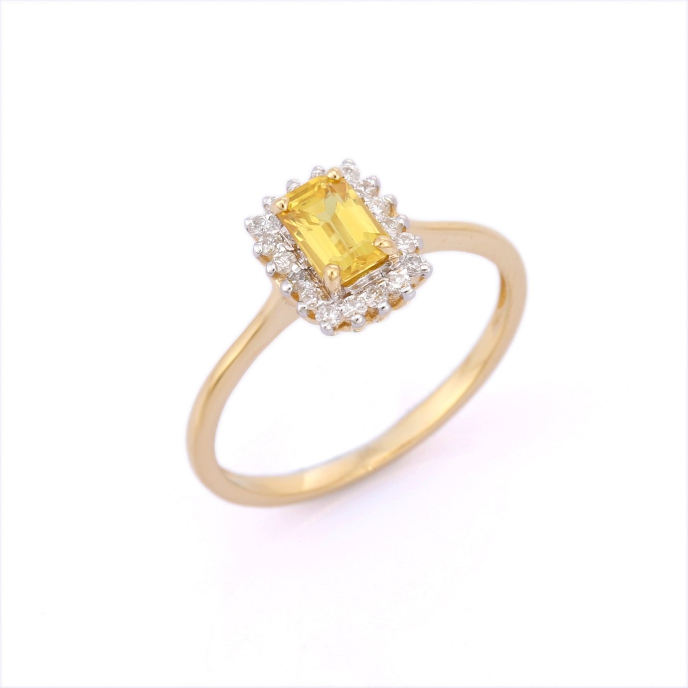 14K Gold Yellow Sapphire & Diamond Engagement Ring