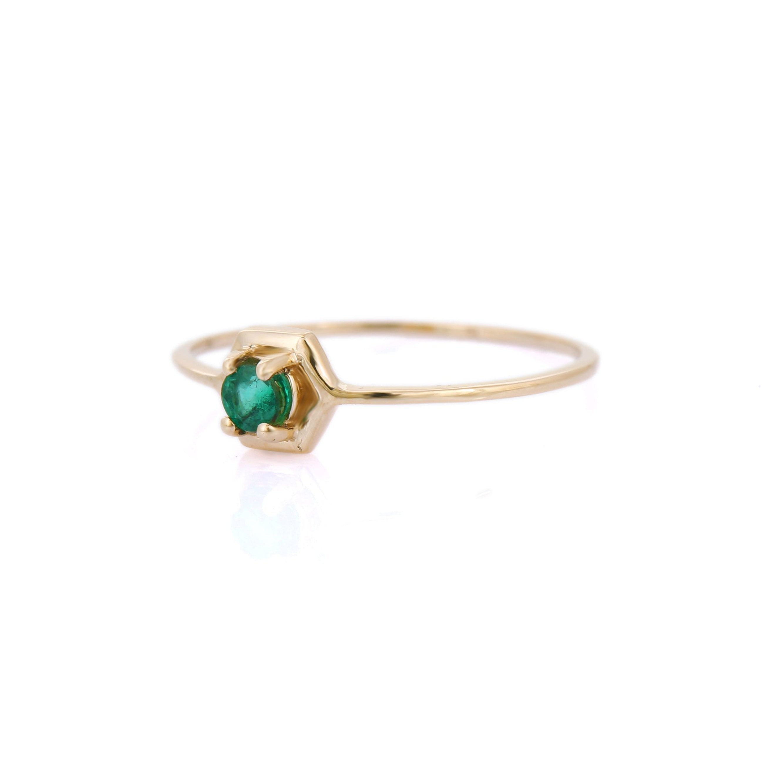 14K Yellow Gold Emerald Birthstone Ring