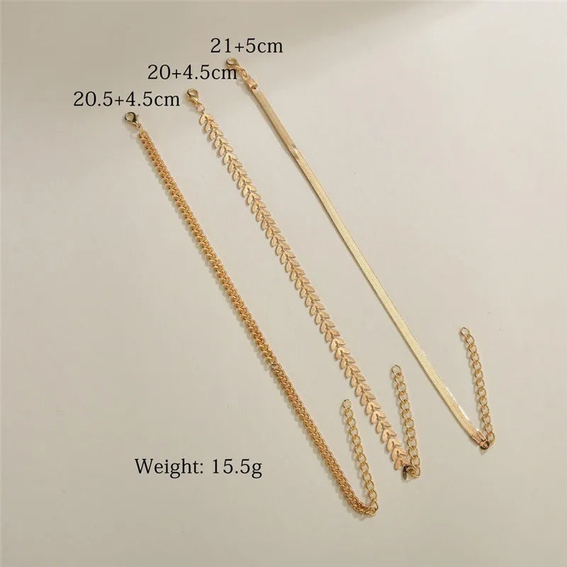 Modyle 2024 New Gold Color Simple Chain Anklet Bracelet for Woman Fashion Multilayer Anklet Summer Beach Jewelry