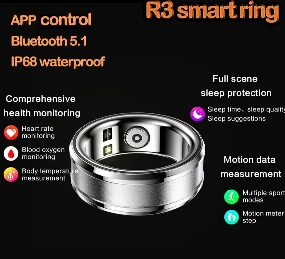 2024 NEW Technology Smart Ring R3 Magic Finger Wear IP68 Waterproof Health Tracker Heart Rate Sleeping Monitor for Android iOS