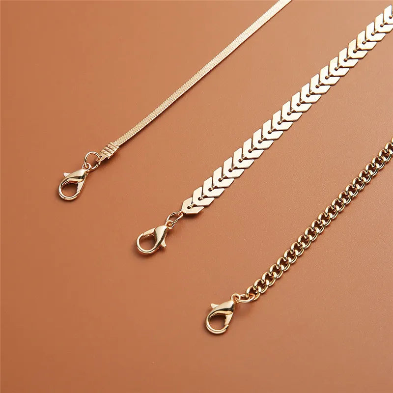 Modyle 2024 New Gold Color Simple Chain Anklet Bracelet for Woman Fashion Multilayer Anklet Summer Beach Jewelry