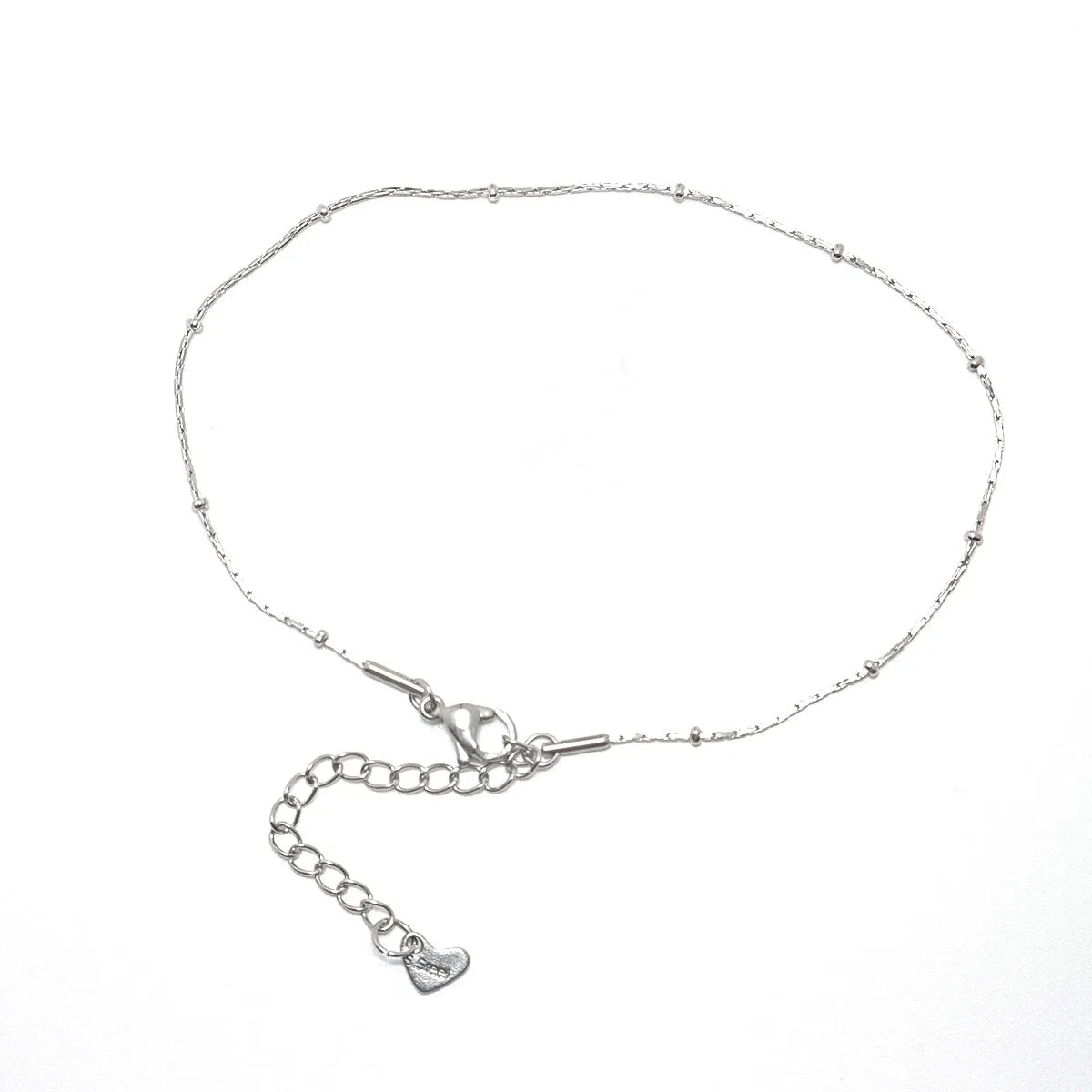 1PC 304 Stainless Steel Round Heart Chain Anklet Silver Color Simple Anklet For Women Summer Beach Foot Jewelry Gift 23.5cm Long