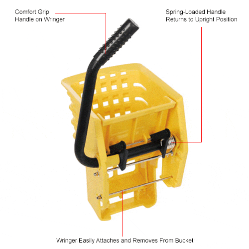 Global Industrial? Mop Bucket & Wringer Combo, 38 Qt., Side Press, Yellow