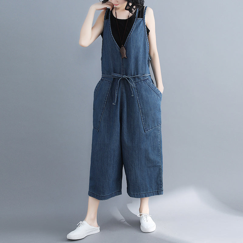 Wide Leg Denim Jumpsuits for Plus Size Women