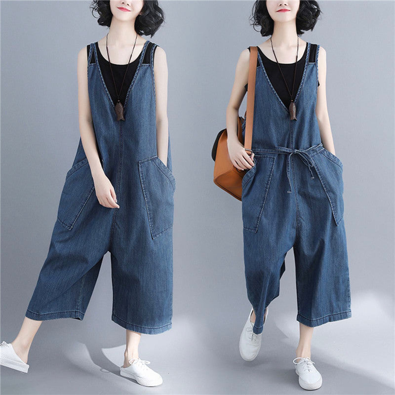 Wide Leg Denim Jumpsuits for Plus Size Women