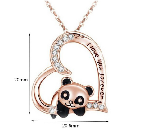 Panda Bear Heart Shape Zircon Necklace MK15853