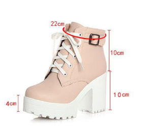 Fashion Buckle Plus Lacing 3 Colors High Heel Martin Boots 