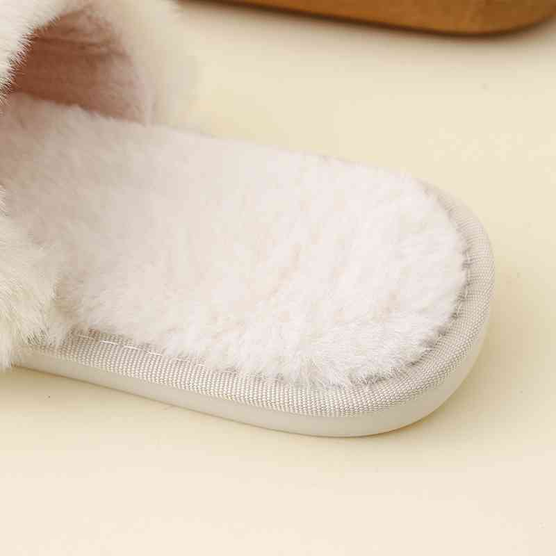 Faux Fur Open Toe Slippers