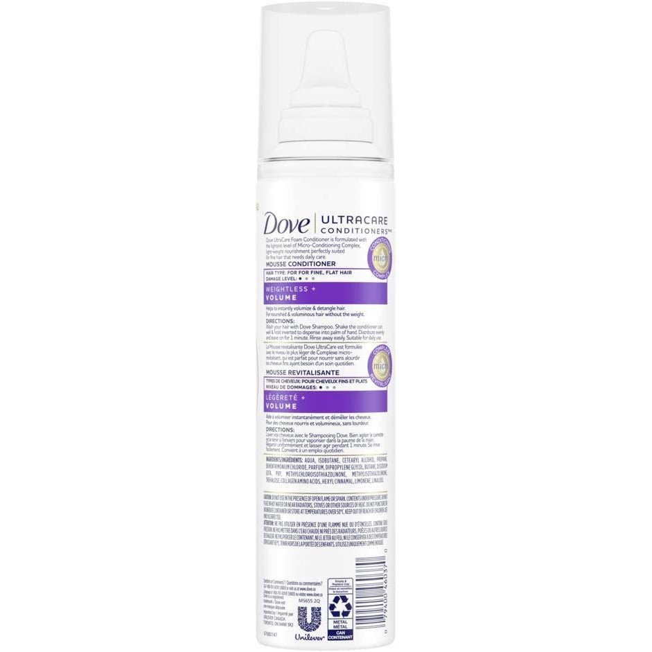 Dove Ultra Care Conditioner Foam Weightless Volume, 198g